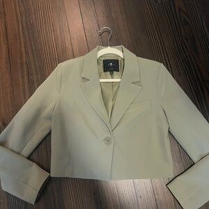 7 For All Mankind Sage Green Cropped Blazer